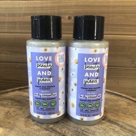 (2) Love Beauty And Planet Vegan Silk Protein Chamomile Shampoo 13.5oz. - Picture 1 of 6